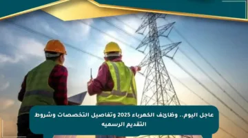 عاجل اليوم.. وظائف الكهرباء 2025 وتفاصيل التخصصات وشروط التقديم الرسمية
